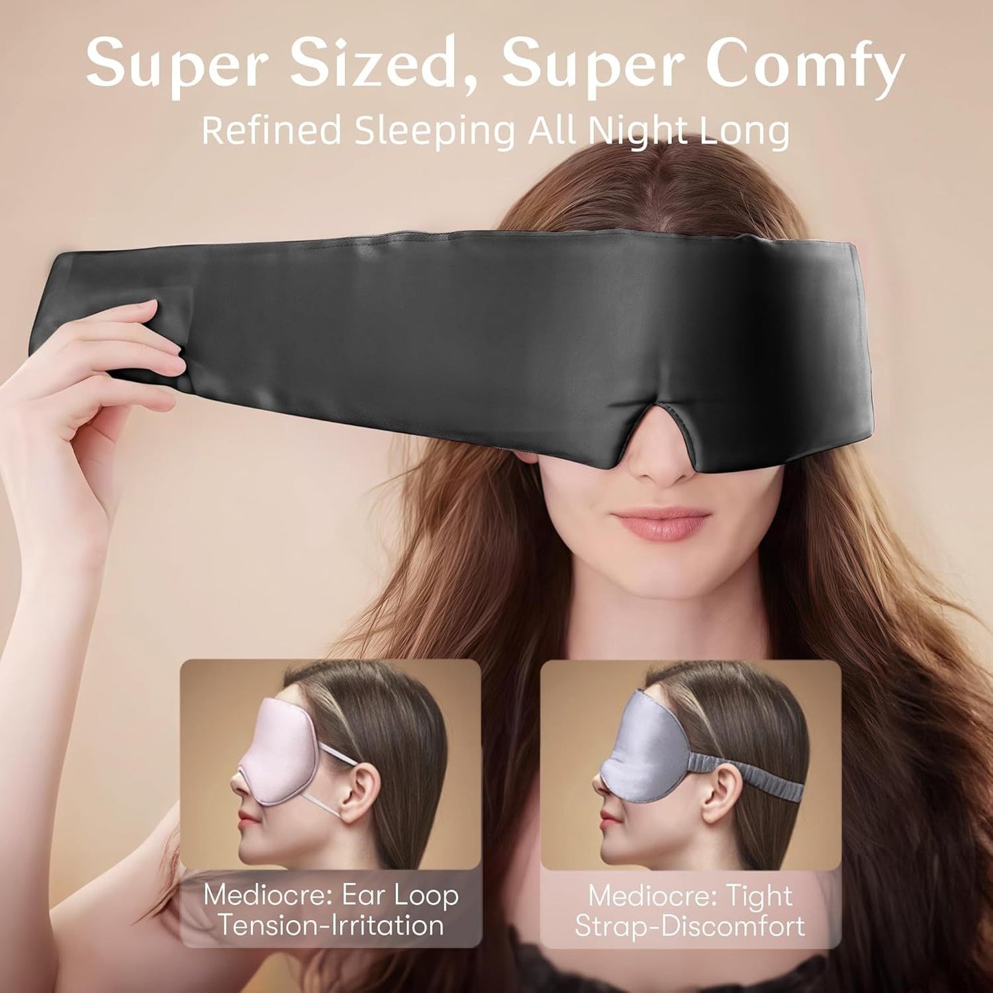 Dinododu™ Silk Sleep Mask – Wide Padded Luxury